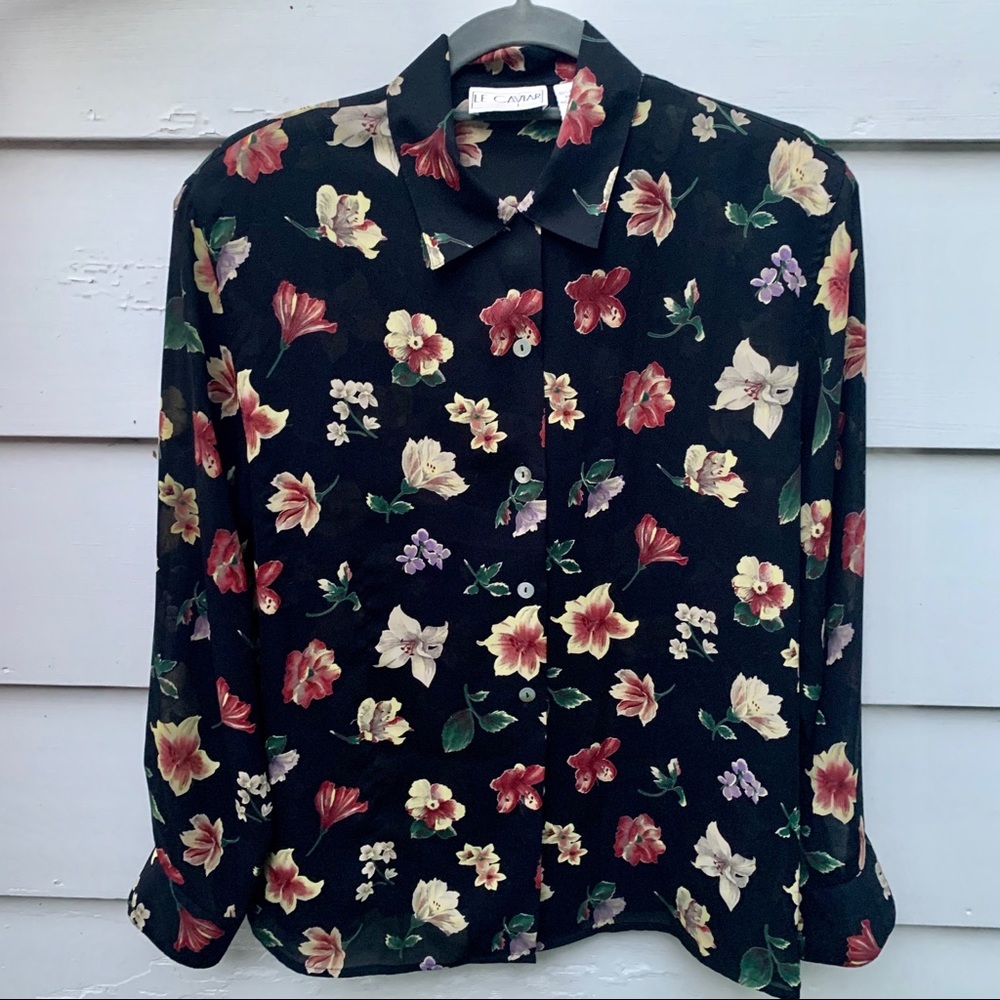VINTAGE flower blouse with shoulder pads